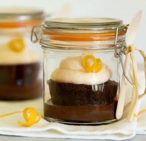 A jar with some cake in it
