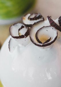 A close up of some coconut on top of ice