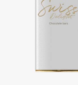 A close up of the top corner of a swiss chocolate bar.