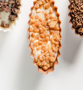 A close up of three different types of food