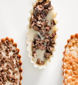 Three different types of desserts are in a row.