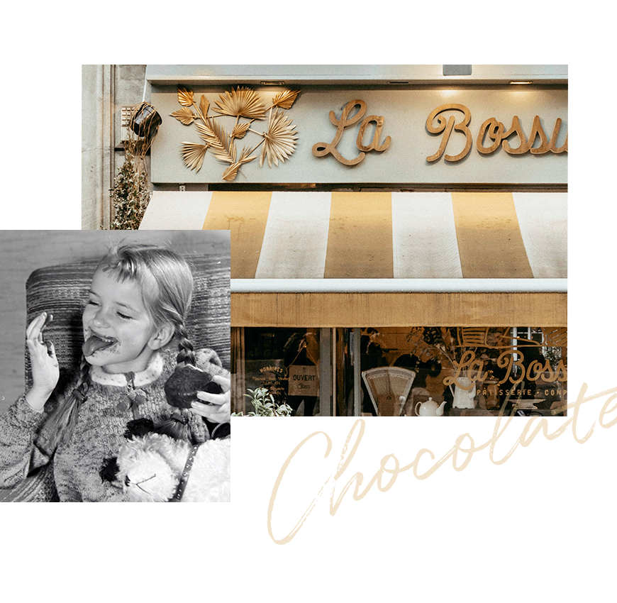A collage of photos with the word " chocolat ".