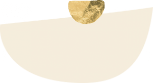 A gold moon is seen in this image.