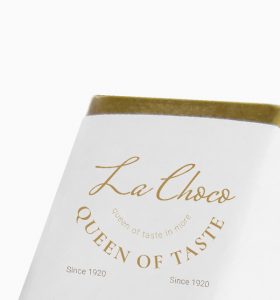 A close up of the label on a chocolate bar
