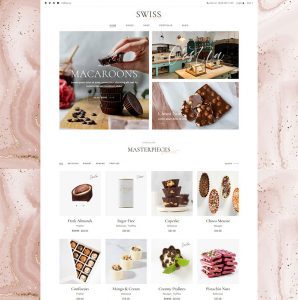 A white and brown website with many different types of desserts.