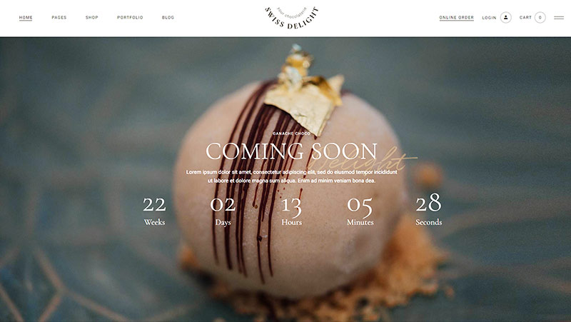 A website with a cake coming soon page