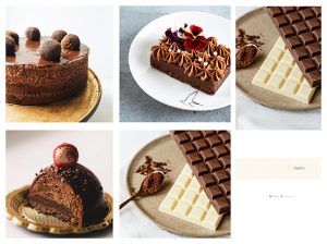 A collage of different types of desserts on plates.
