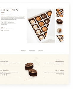 A page of the website for pralines.