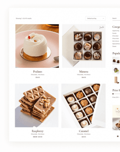 A collection of desserts are displayed on the website.