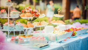 A table with many different types of food on it