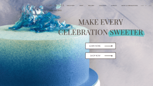 A blue cake with the words " make every celebration sweet ".
