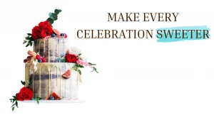 A cake with flowers and fruits on it.